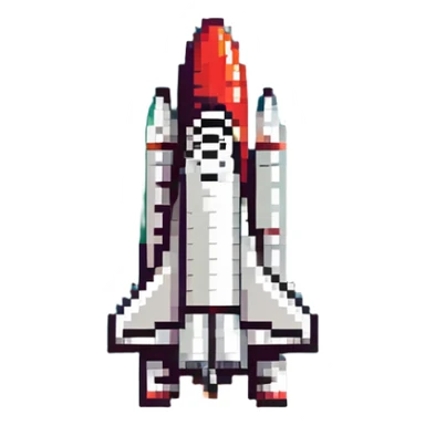 green red gradient color rocket, space shuttle with flame trail sticker