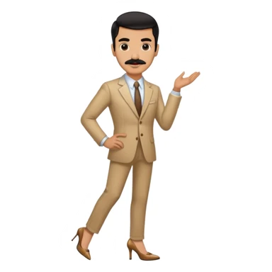 Man in high heels light brown with black hair and mustache  sticker