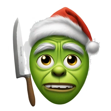 Emoji with a knife dressed as the grinch  sticker