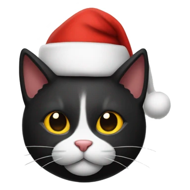 Black cat with Santa hat on sticker