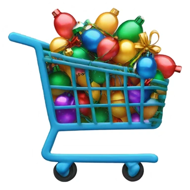 shopping cart wrapped in christmas  lights  sticker
