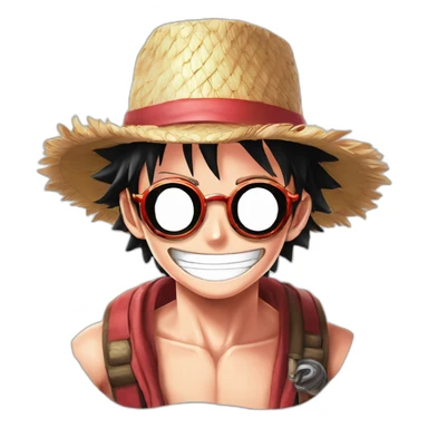 Fire emoji with a Monkey D Luffy straw hat & do Doflamingo glasses sticker