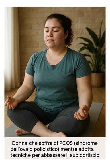 Donna con pcos che abbassa il suo cortisolo immagine realistiche in italiano sticker