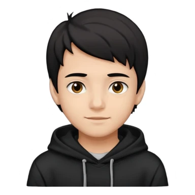 Chłopak ciemno brązowe oczy czarne włosy bluza czarna i taki bardziej żeby wyglądał na 18 latka i trochę usmiechniety sticker