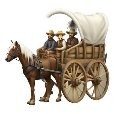 oregon trail wagon with 5 pioneers sticker