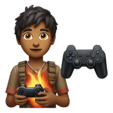 Indian Child With a PlayStation Fire Controller sticker