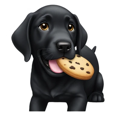 black labrador puppy eats cookie sticker