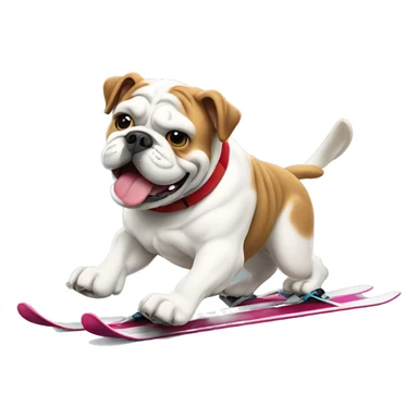 English bulldog skiing sticker