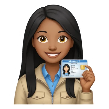 long hair black girl holding a driver license sticker