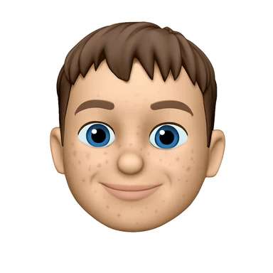 Convert this photo to a 3D emoji in Apple style, capturing the facial features and expression, with a clean background. The style should resemble Apple's 3D emoji style with smooth, rounded features and vibrant colors, maintaining the likeness and expression from the photo. sticker
