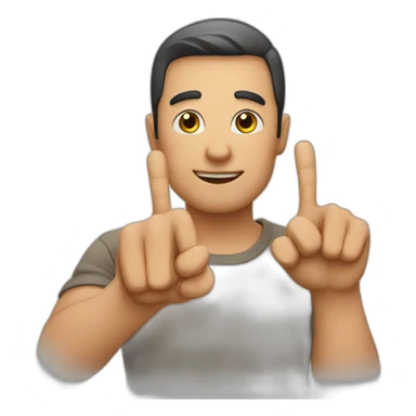 Man showing his 3 fingers sticker