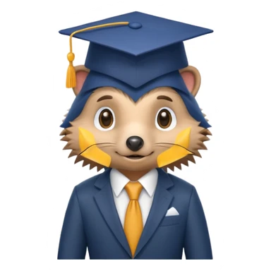 A hedgehog student dressed in a suit and wearing a square academic cap. sticker