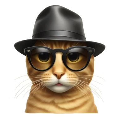 Cat with American sun glasses and a black hat  sticker