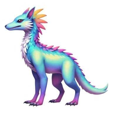 Colorful Fruity Nebulae Pastel Neon Slick Iridescent Warm-colored Tropical Exotic Vernid-Sergal-Trico-Silvally-Nargacuga-fusion-hybrid-animal-creature, full body sticker