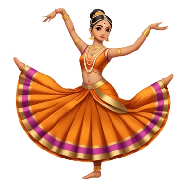 cinematic-realistic-bharatanatyam-dance-emoji,-depicted-as-an-elegant-classical-indian-dance-performance-with-graceful-poses,-intricate-costumes,-and-expressive-hand-gestures,-rendered-with-rich-textures-and-warm-dramatic-lighting, single dancer full body  sticker