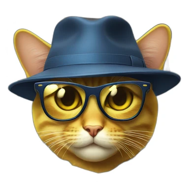 yellow cat emoji in cool sunglasses and hat sticker