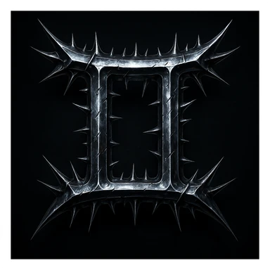 Gemini zodiac symbol with heavy metal style, spiked and chrome, intense and rebellious sticker