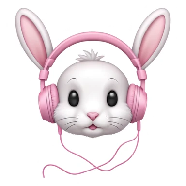 cute rabbit headphones, pink bunny ears on headphones sticker