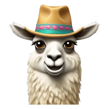 Llama with a hat sticker