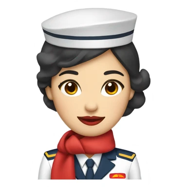 Asian flight attendant with scarf red lips sticker