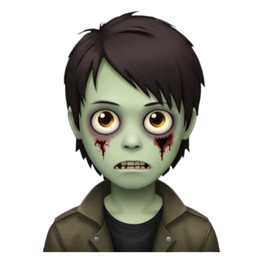 boy zombie with darkish brown medium lenght hair emo, no glasses sticker