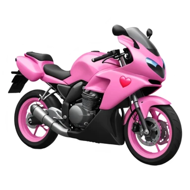 moto sportiva con un cuore rosa fluorescente che sfuma verso il nero sticker