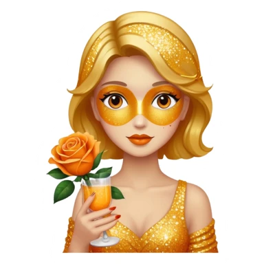 Glittery with orange roses gold mocktail sticker