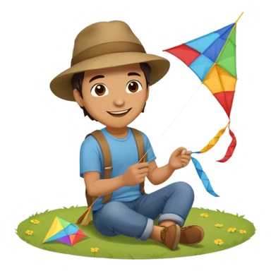 man making a kite. in the ground sticker