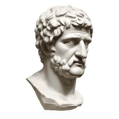 pyrrhus of epirus - based on this bust - https://www.meisterdrucke.uk/fine-art-prints/Roman-Roman/1021515/Bust-of-Pyrrhus-I-%28or-Pyrrhos%29-King-of-Epire-from-306-to-272-BC.html  - with his helmet sticker