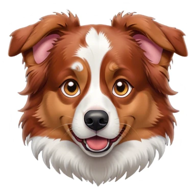 Cinematic Comical Red Merle Australian Shepherd Portrait Emoji, Head tilted dramatically with an exaggeratedly shocked or offended expression, short red merle fur with striking white accents, wide, expressive amber eyes filled with exaggerated disbelief, Simplified yet hilariously expressive features, highly detailed, glowing with a slightly sassy glow, high shine, dramatic yet playful, stylized with an air of attitude, bright and endearing, soft glowing outline, capturing the essence of a sassy and over-the-top pup, so meme-worthy it feels like it could side-eye its way into internet fame instantly! sticker