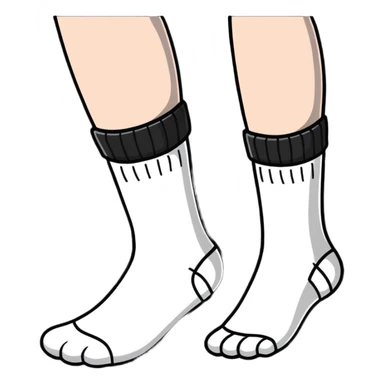 pair of feet wearing white cotton socks seen from below showing the textured soles sticker