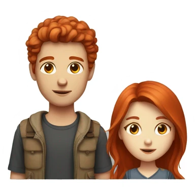 Red head girl and brown haired boy  sticker