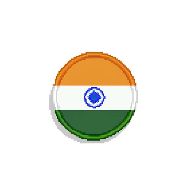Detailed pixel art of Indian national flag with saffron, white and green colors sticker