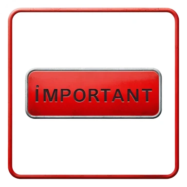 The word "important" on a red sign sticker