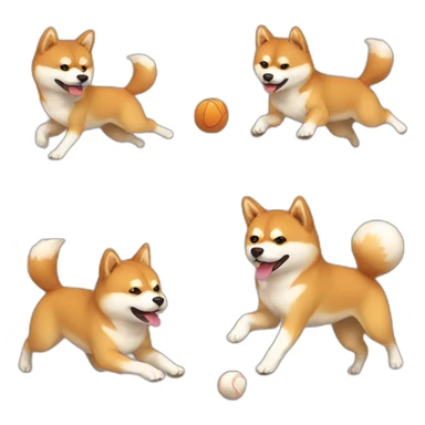 Shiba inu playing with ball sticker