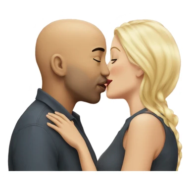 Bald man kissing blonde woman sticker