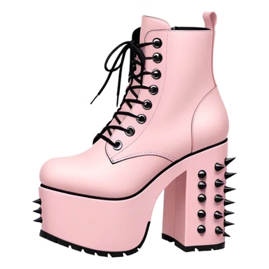 Light pink platform boots gothic with spikes sticker