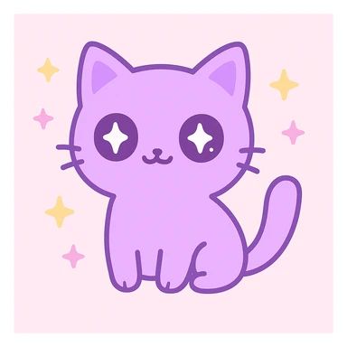 Make the kitten purple, keep the kawaii style. sticker