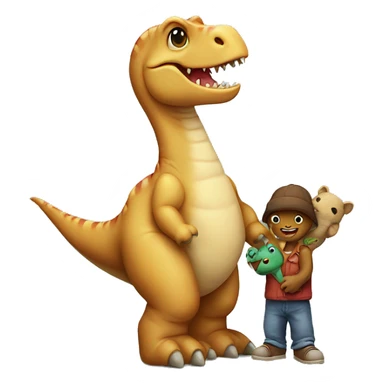 Dinosaur holding a teddy dinosaur  sticker