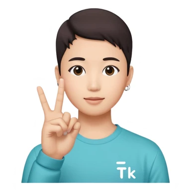 Asian with tiktok logo point up with one finger  sticker