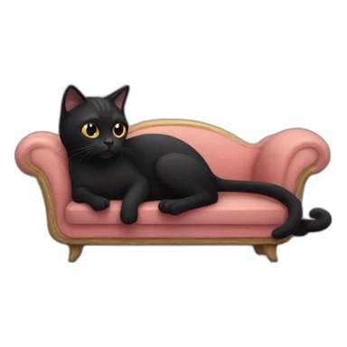Black cat sitting on a tiny couch sticker