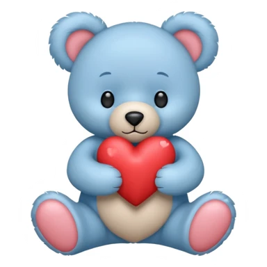blue pastel teddy bear hold red heart sticker