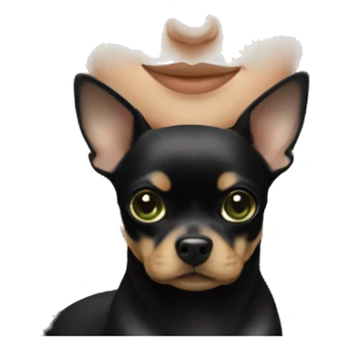 Blonde girl with green eyes and all black chihuahua sticker