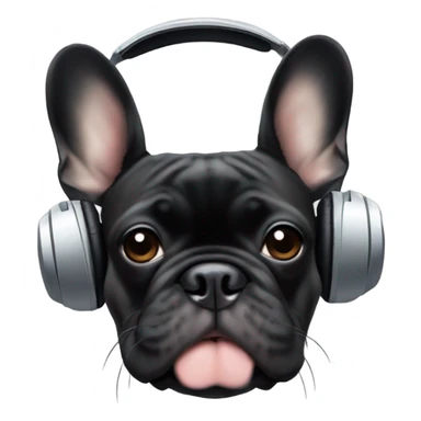 Black Brindle French bulldog wearing headphones sticker