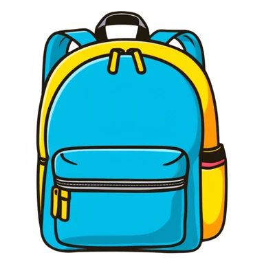 colorful school backpack with supplies sticker