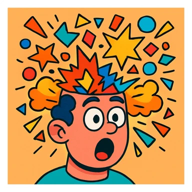 a cartoon head exploding, vibrant and expressive sticker