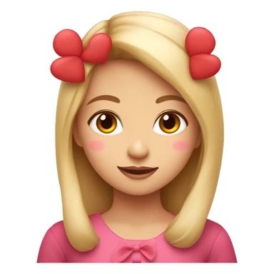 A girl with a pink bow and red hearts around her sticker