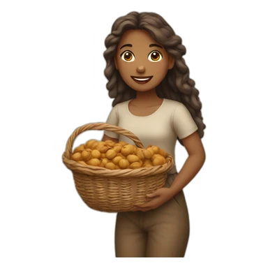 Girl with basket of walnuts sticker