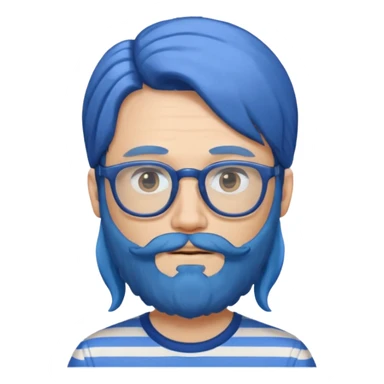 blue long hair glasses man with beard and striped shirt sticker