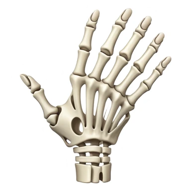 Skeleton hand with index middle and thumb fingers out and pinky and ring finger in sticker